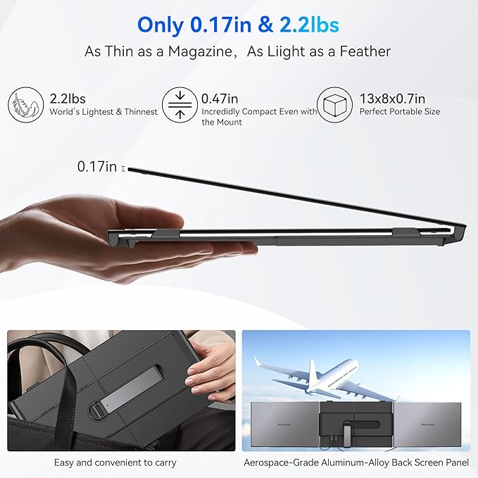 Blackview DCM6 Triple Laptop Screen Extender, Two Cable USB C Travel - Image 2