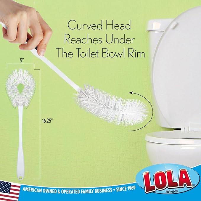 LOLA Toilet Bowl Brush w/Curved Head, 4 Pack, Coated Wire, Durable Poly Bristles - Image 2