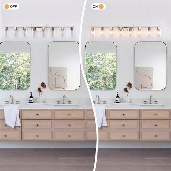 8 Light Bathroom Vanity Light, Large Brushed Nickel Vanity Lights Fixtures - Image 5