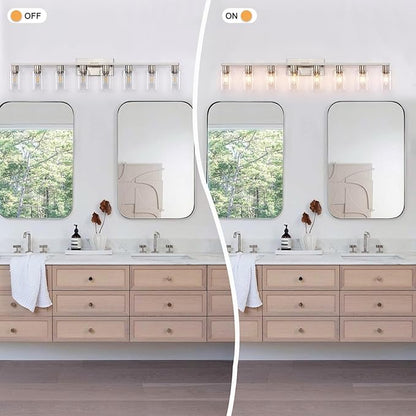 8 Light Bathroom Vanity Light, Large Brushed Nickel Vanity Lights Fixtures - Image 5