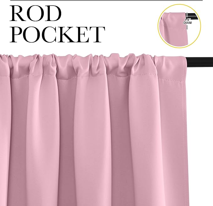 NICETOWN 2 Panels Blackout Curtains, Rod Pocket Thermal Insulated Curtains - Image 2