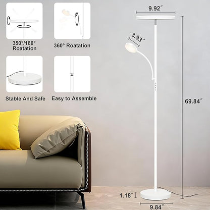 Floor Lamp, Upgraded 42W/4200LM Super Bright Floor Lamp, 2-in-1 LED Dimmable - Image 2