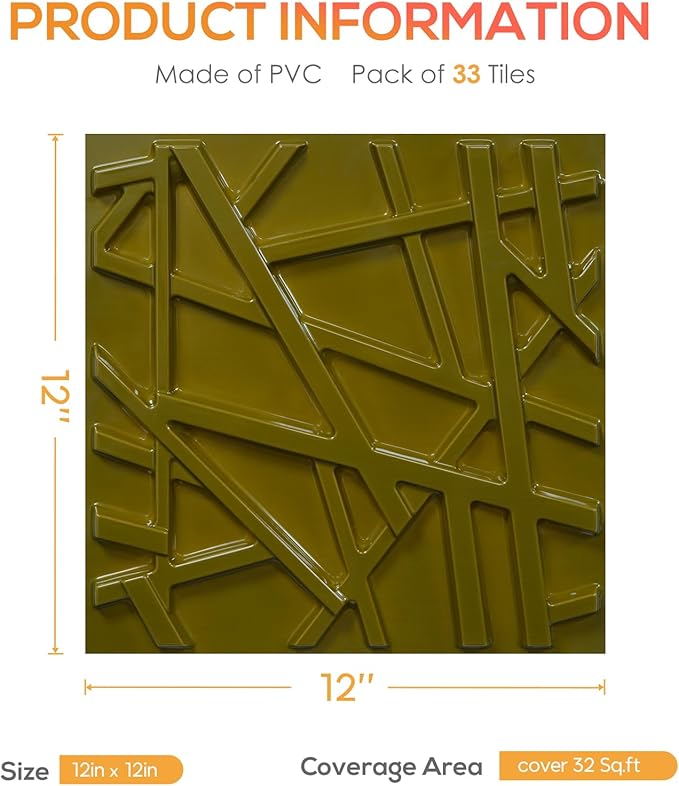 LEVOWAY 3D Wall Panels for Interior Wall Decor, 11.8''x11.8'' 33 Pack Accent - Image 5