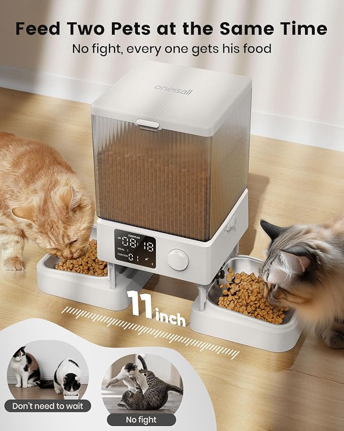 oneisall Automatic Cat Feeder for 2 Cats, 20 Cups/5L Automatic Cat Food - Image 2