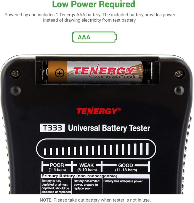 Tenergy T-333 Universal Battery Tester, LCD Display, Cell Checker, - Image 5