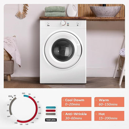 Euhomy Dryer, 3.5 Cu. Ft. 1500W Clothes Dryer, Stainless Steel Tumble Dryer - Image 2