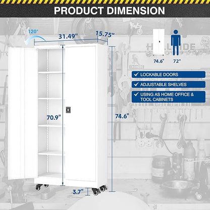 Metal Rolling Storage Cabinet-74.6” Tall Steel File Cabinets - Image 3