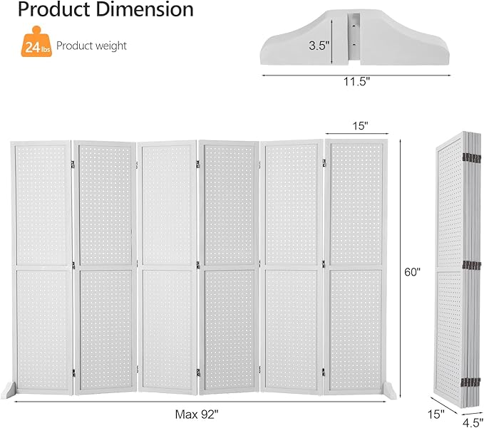 Bonnlo 4/6 Panel Pegboard Freestanding, 5 FT Portable Display Board Organizer - Image 2