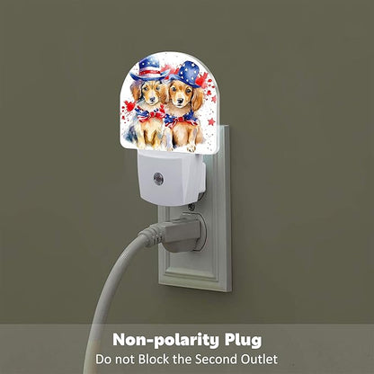 sndheke USA Flag Dog Couple Night Light Plug into Wall, American Patriotic Cute - Image 4