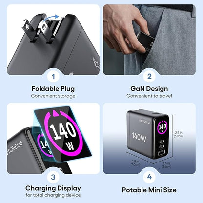 WOTOBEUS GaN Dual 140W USB C PD 3.1 Wall Charger - Image 5