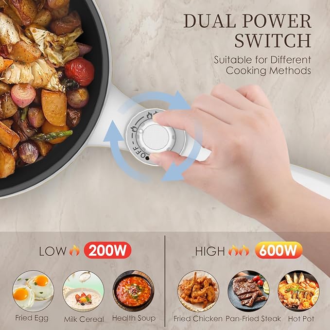 Audecook Hot Pot Electric, 1.7L Mini Electric Skillet Portable Nonstick Sauté - Image 3