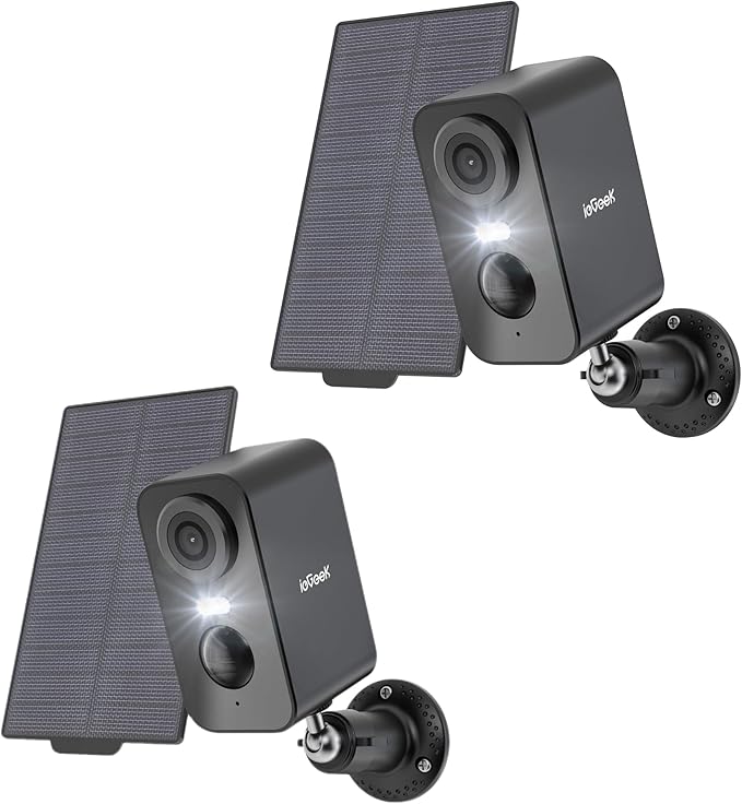 Solar Security Cameras Wireless Outdoor, ieGeek 2 Pack 2K WiFi Battery Camera by ieGeek