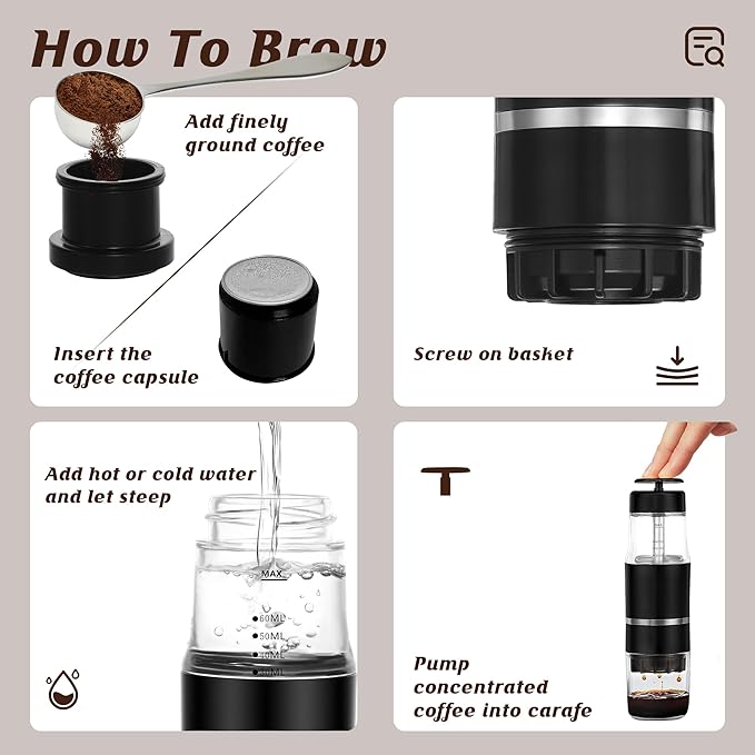 PIQUEBAR Portable Coffee Maker for Ground Coffee & Capsules, Small Espresso - Image 7