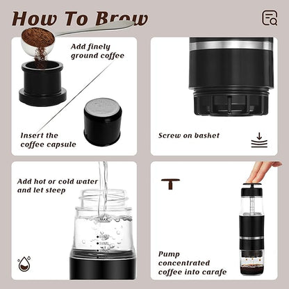 PIQUEBAR Portable Coffee Maker for Ground Coffee & Capsules, Small Espresso - Image 7