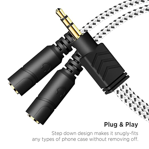 DUKABEL Headphone Splitter, Knitted 3.5mm Audio Splitter TRS 3-Pole Aux - Image 5