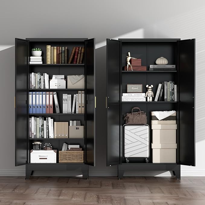COFaR Black Farmhouse Storage Kitchen Pantry Cabinet - Image 8