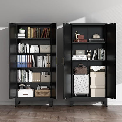 COFaR Black Farmhouse Storage Kitchen Pantry Cabinet - Image 8