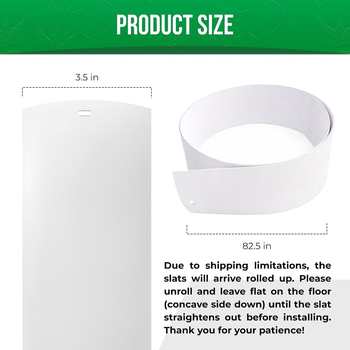 Calyx Interiors Vertical Blinds Replacement Slats, 3.5" W x 82.5" H, 5 Pack | Vertical Blinds Replacement Slats, White Heavy Duty PVC Vinyl Smooth Curved Slats, 3.5" Width x 82.5" Length, 5 Pack