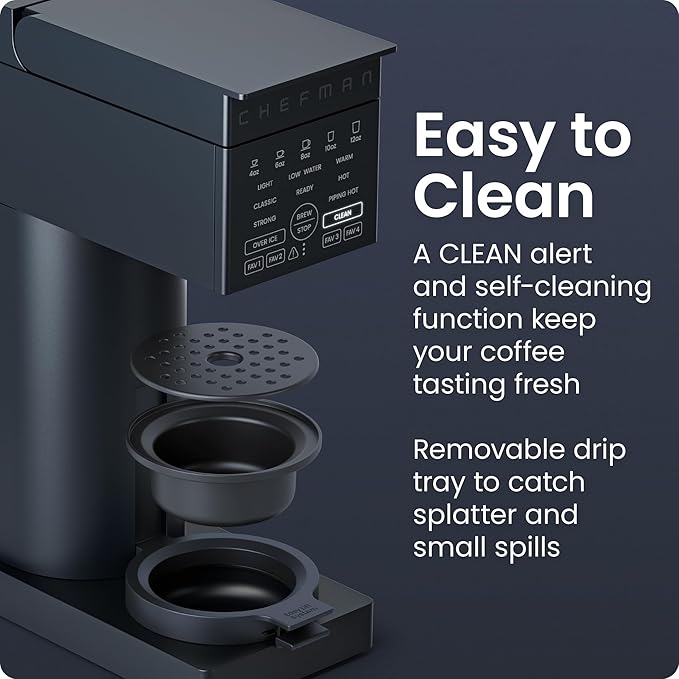 Chefman Caffeinator Single Serve Coffee Maker, Brew Kcups & Grounds, Drip - Image 6