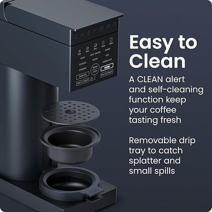 Chefman Caffeinator Single Serve Coffee Maker, Brew Kcups & Grounds, Drip - Image 6