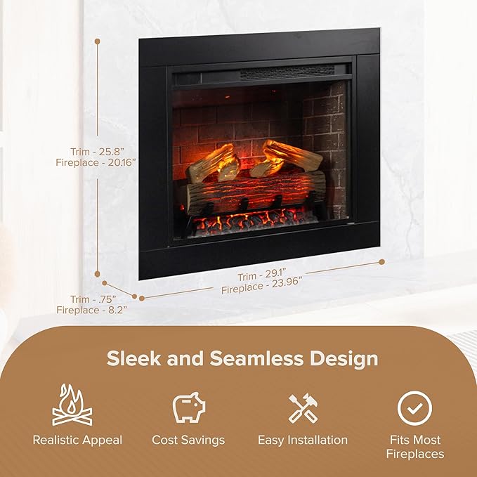 Modern Ember Uptown 23" Smart Electric Fireplace Insert + Trim Kit, Alexa/WiFi - Image 5