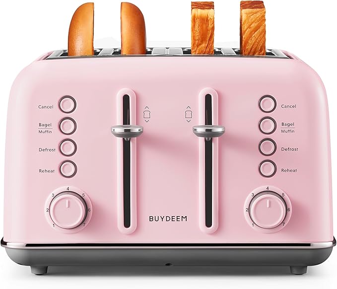 BUYDEEM DT640 4-Slice Toaster, Extra Wide Slots, Retro Stainless Steel by BUYDEEM