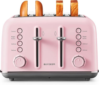 BUYDEEM DT640 4-Slice Toaster, Extra Wide Slots, Retro Stainless Steel by BUYDEEM