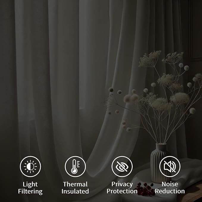 FMFUNCTEX Velvet Curtains Cream Room Darkening Curtains - Image 4