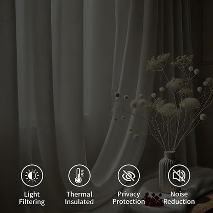 FMFUNCTEX Velvet Curtains Cream Room Darkening Curtains - Image 4