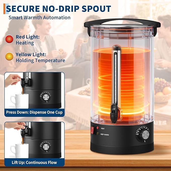 120 Cup Commercial Coffee Urn - 18L/4.8Gal Stainless Steel Electric Coffee Maker - Image 2