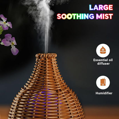 Boho Essential Oil Diffuser for Home Rattan Weaving - Image 2