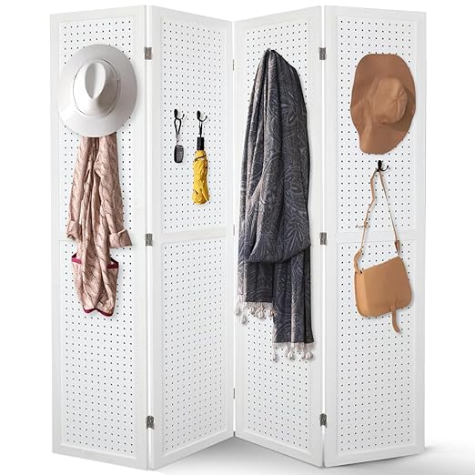Babion 4 Panel Pegboard Display, Peg Board Room Divider Freestanding Folding by BabionDecorateYourhome