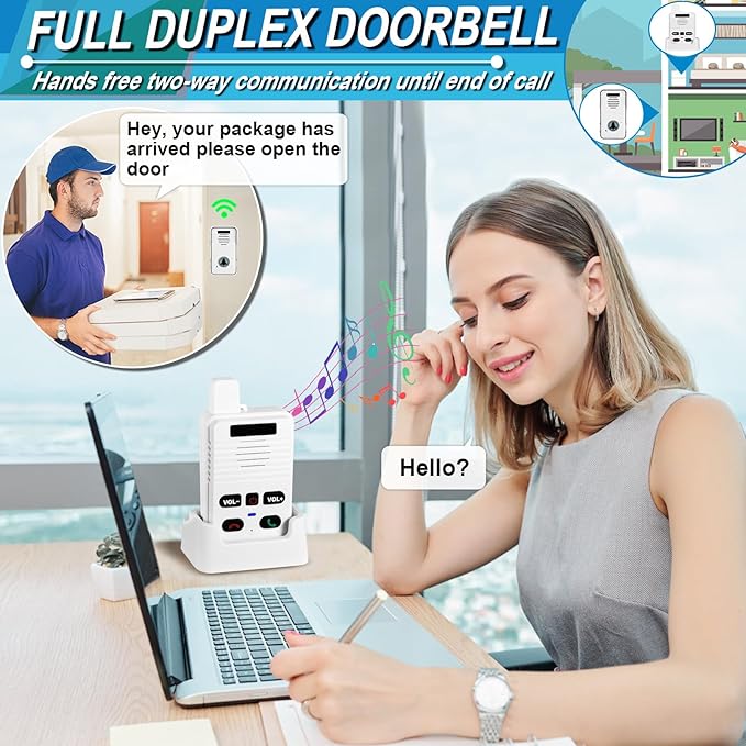 Wireless Doorbell System & Full Duplex Intercom Doorbell Wireless Hands-Free - Image 3
