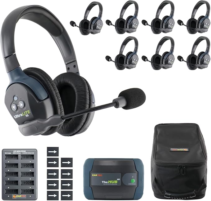 EARTEC HUB8D Ultralite-HD 8 Person Full Duplex Wireless Intercom Headset by Eartec
