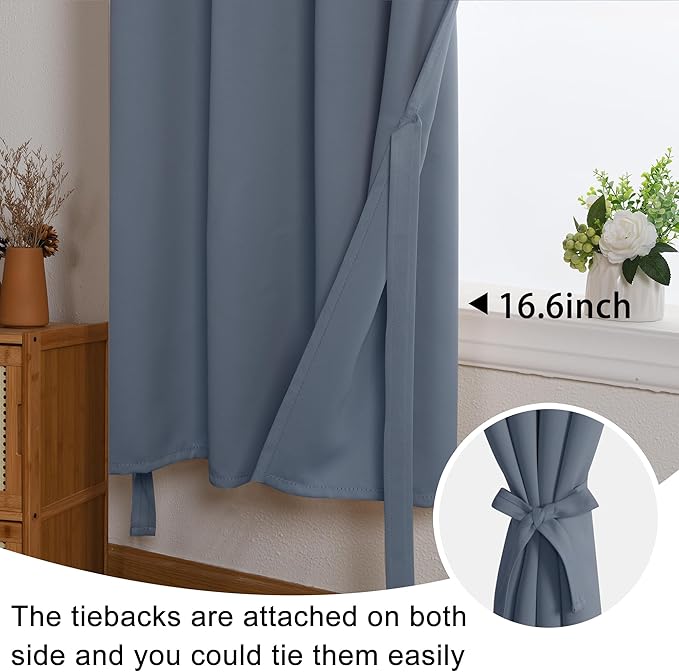 JIUZHEN Dusty Blue Blackout Curtains - Image 6