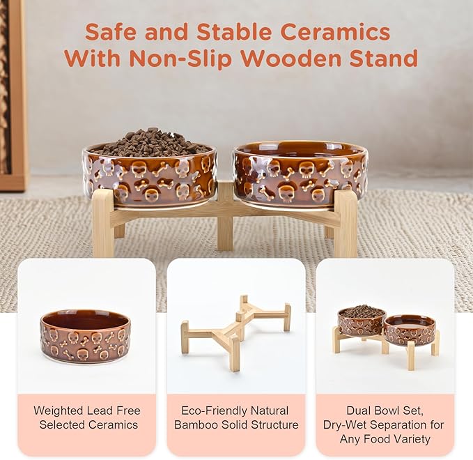 SPUNKYJUNKY Elevated Dog Bowls Ceramic, 5.1'' Dogs and Cat Food Water Bowls - Image 6