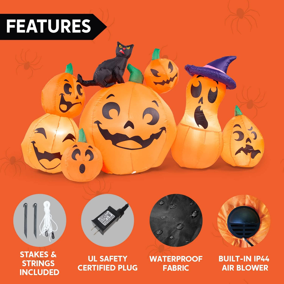 Joiedomi 6 FT Long Halloween Inflatable Outdoor Decorations, Pumpkin Blow Up ...
