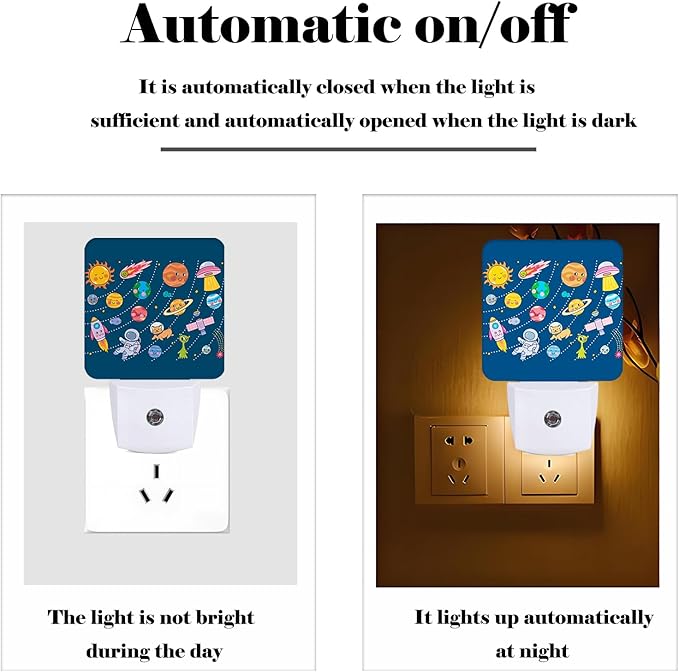 FSHVQKD Cute Space Doodle Night Light, Plug-in Nightlights Auto Sensor Night - Image 3