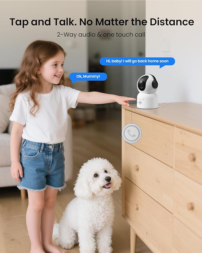 4K 8MP WiFi Camera, 360°Pan/Tilt Indoor Camera, 2-Way Talk, One-Touch Calling - Image 4