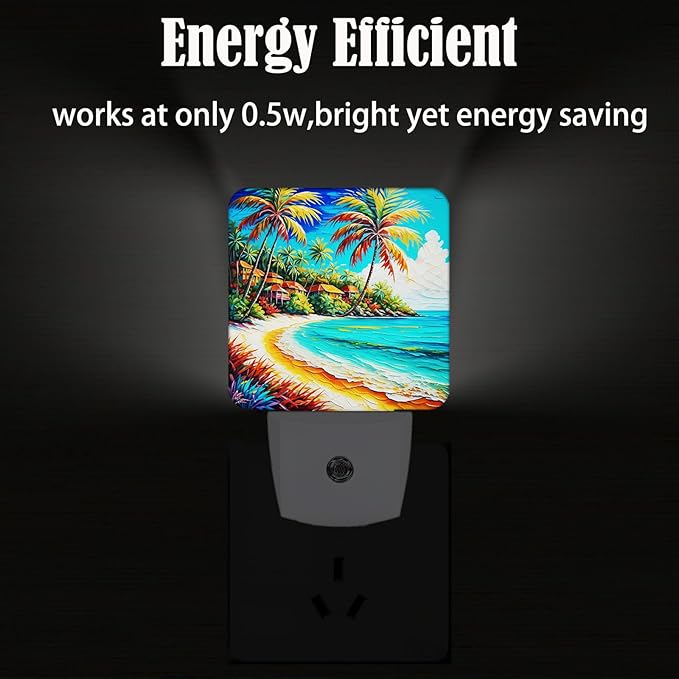 FSHVQKD Seaside Town Night Light, Plug Into Wall Decor - Image 4