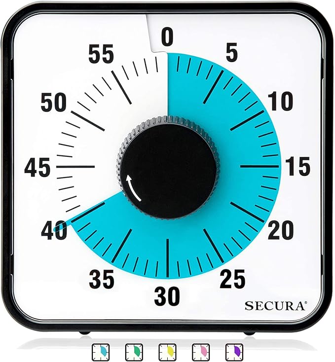 Secura 60-Minute Visual Countdown Timer, 7.5-Inch Oversize Classroom Visual by Secura
