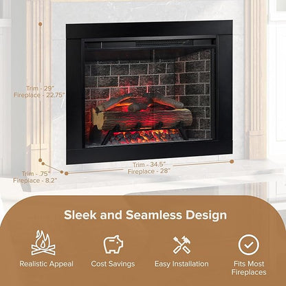 Modern Ember Uptown 28" Smart Electric Fireplace Insert + Trim Kit, Alexa/WiFi - Image 5