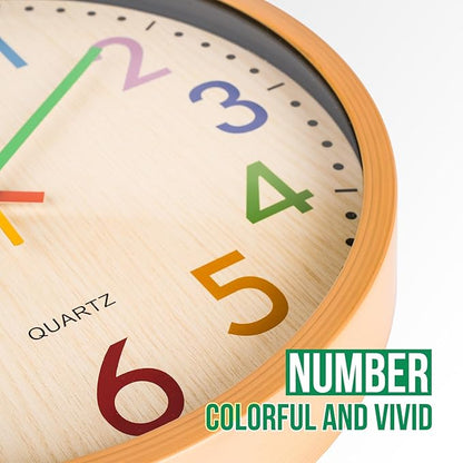 bakbrand Kids Wall Clock Silent Non-Ticking Colorful Childrens Clock Round - Image 6