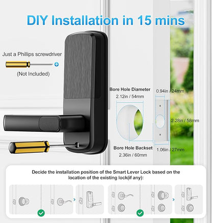 Aceele Keyless Entry Fingerprint Smart Door Lock, Built-in Wi-Fi, Electronic - Image 8