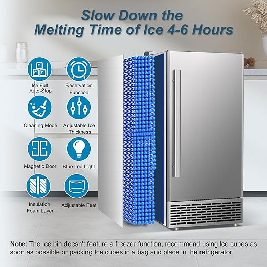 Commercial Ice Maker Machine 120 LBS/24H, 60 LBS Cold Preservation Bin - Image 3