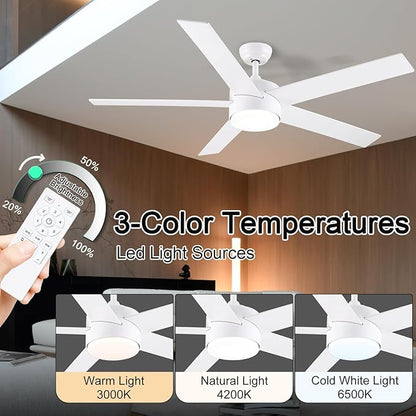 POCHFAN 60 Inch White Ceiling Fans - Image 2