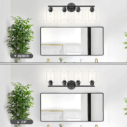 Guliaofo 4-Light Black Bathroom Light Fixtures, E26 Modern Vanity Lights - Image 5