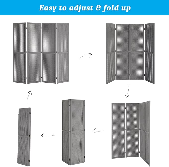 Bonnlo 4 Panel Pegboard Freestanding, 5 FT Portable Display Board Organizer - Image 3
