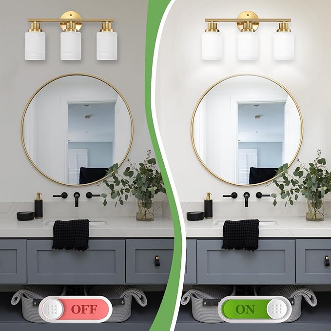 Guliaofo 3-Light Bathroom Light Fixtures, Vanity Lights - Image 5