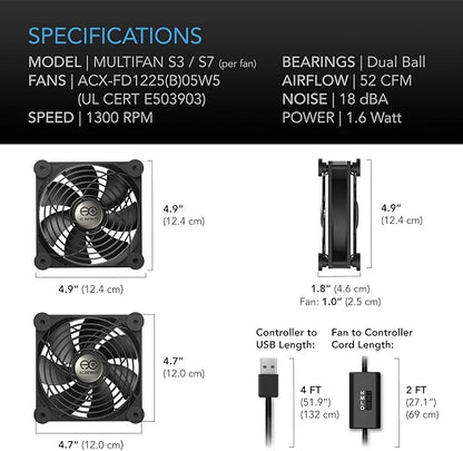 AC Infinity MULTIFAN S3, Quiet 120mm USB Fan, UL-Certified - Image 6
